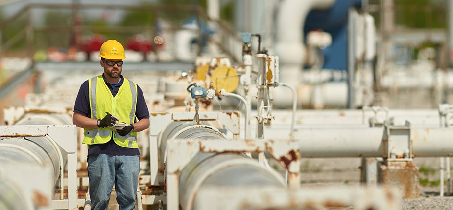 Consumers Energy gas worker at a natural gas city gate facility